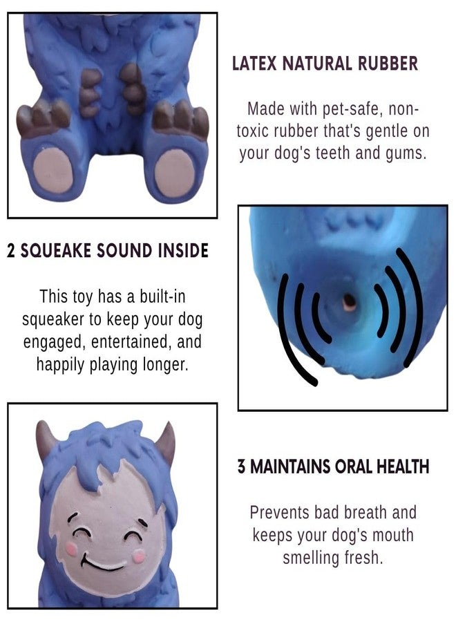 PET FUN لعبة يتي الأزرق اللطيفة القابلة للضغط - لعبة ضغط ناعمة لتخفيف التوتر للأطفال والكبار والكلاب | لعبة يدوية لطيفة على شكل وحش لتخفيف التوتر، مناسبة لمكتب العمل، هدية، أو هدية تذكارية في أعياد الميلاد - Image 3